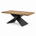 Table à manger en bois brun et métal noir, 180 × 90 × 76 cm, style industriel