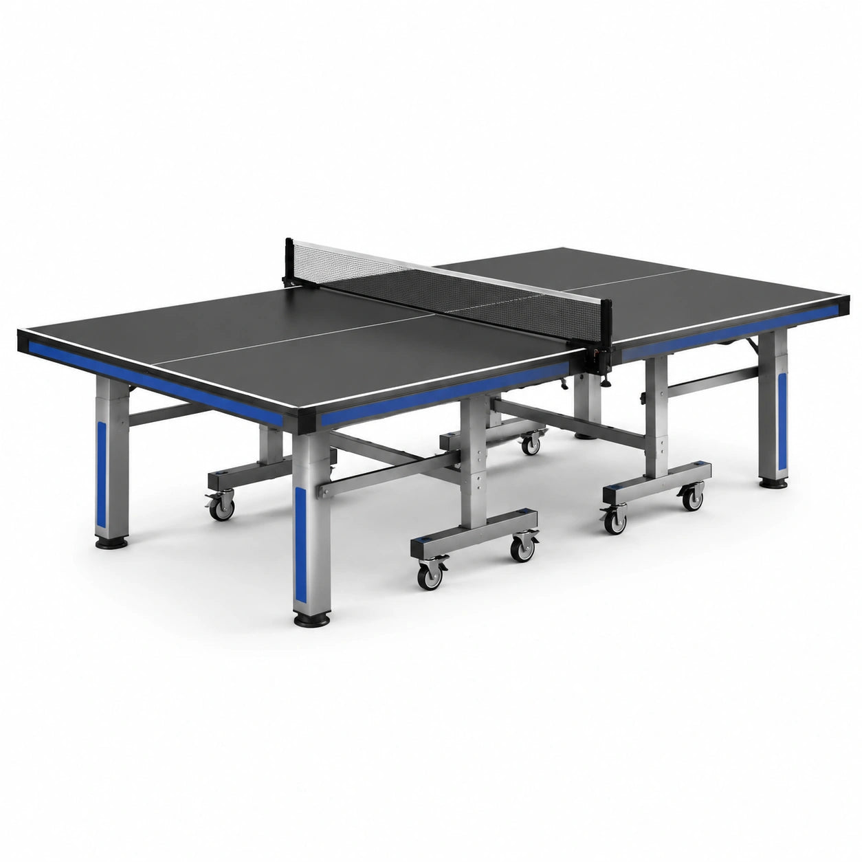 Table de tennis de table mobile noire avec filet, 274 × 152,5 × 76 cm