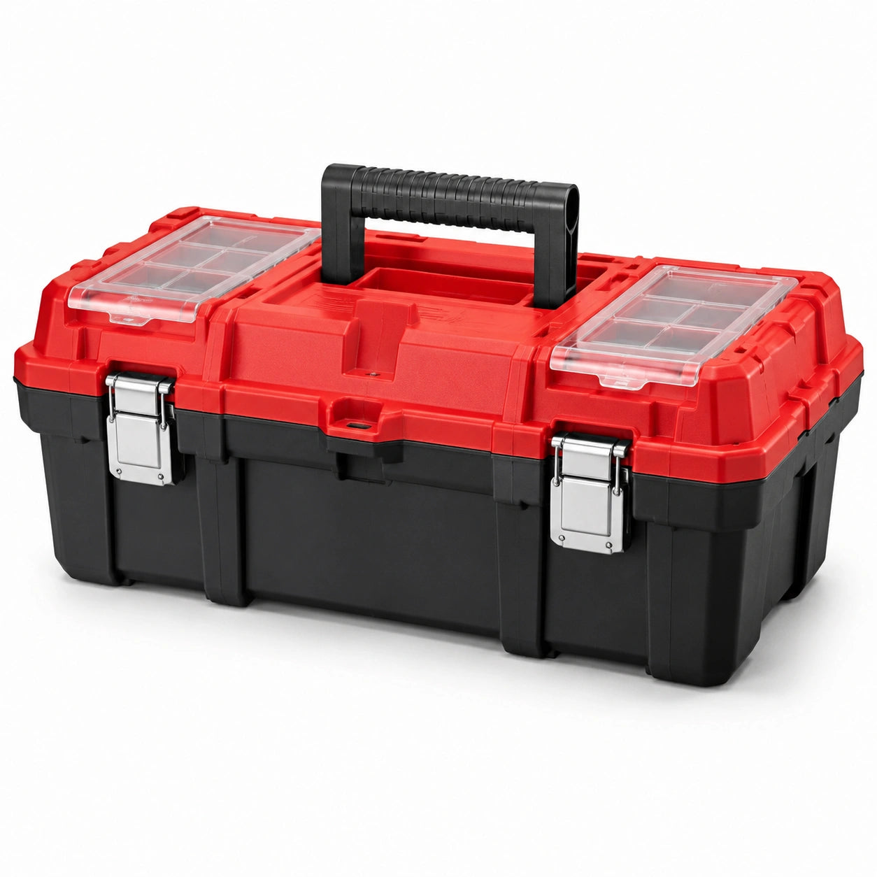 Boîte à outils portable rouge et noire avec compartiments, 48 × 25 × 24 cm