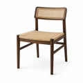 Chaise en bois brun avec assise tressée et dossier en cannage naturel, 50 × 52 × 79 cm
