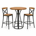 Table de bar ronde Ø 90 × H 91 cm avec 2 tabourets L 43 × P 43 × H 101 cm, brun et noir